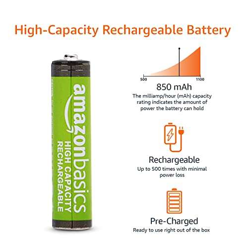 Amazon Basics AAA High-Capacity 850mAh NiMH Rechargeable Batteries (Triple A), Pre-charged, 8-Pack - £5.61 (£4.77 Sub &Save) @ Amazon