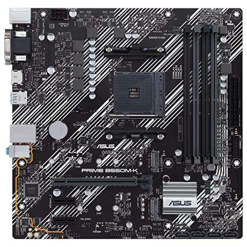 ASUS PRIME B550M-K, AMD B550 (Ryzen AM4) micro ATX motherboard with 4x DIMM, dual M.2, USB 3.2 Gen 2 Type-A - £82.28 @ Amazon