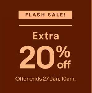 Flash Sale - get an extra 20% Off the up to 70% Off Brand Outlet @ eBay