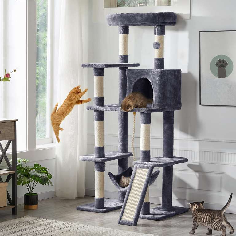 Yaheetech 159cm Tall Cat Tree Tower Kitten Scratching Post Activity Centre - w/Voucher, Sold & Dispatched By Yaheetech UK
