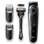 Braun Beard Trimmer Series 3 & Hair Clippers with Gillette Fusion5 ProGlide Razor, 39 Length Settings, UK 2 Pin Plug, BT3240, Black/Blue