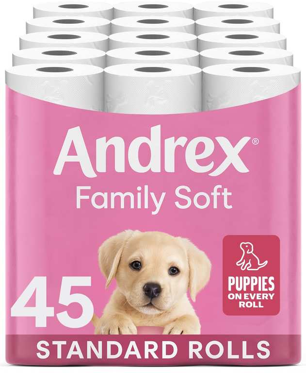 Andrex Family Soft Toilet Roll - 45 Toilet Rolls, Bulk Buy - £13.36 / £11.95 S&S