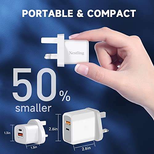 Nestling 20W USB C Charger Plug, - Ports PD & QC 3.0 - £6.29 with voucher @ sold by Osmanthus fragrans / fulfilled by amazon