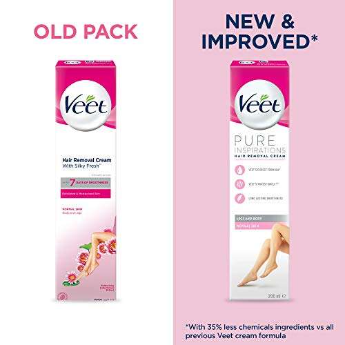 Veet Pure Inspirations Hair Removal Cream, Legs & Body, Normal Skin, 200ml: £4.19 @ Amazon