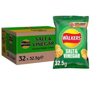 Walkers Salt and Vinegar Crisps, 32.5g (Case of 32) £10.40 @ Amazon