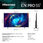 Hisense 55 Inch 144Hz QLED Gaming TV 55E7KQTUK PRO - 144Hz VRR, HDMI 2.1, Freesync Premium, Quantum Dot Colour, VIDAA U7