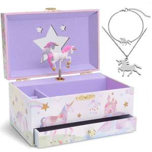 Jewelkeeper Unicorn Music Box & Little Girls Jewellery Set - 3 Unicorn Gifts for Girls - Brand New