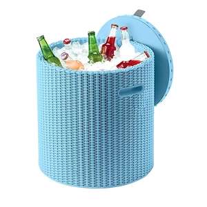 Keter Mia Blue OR Green Rattan effect Cool stool (39L) - Click & Collect