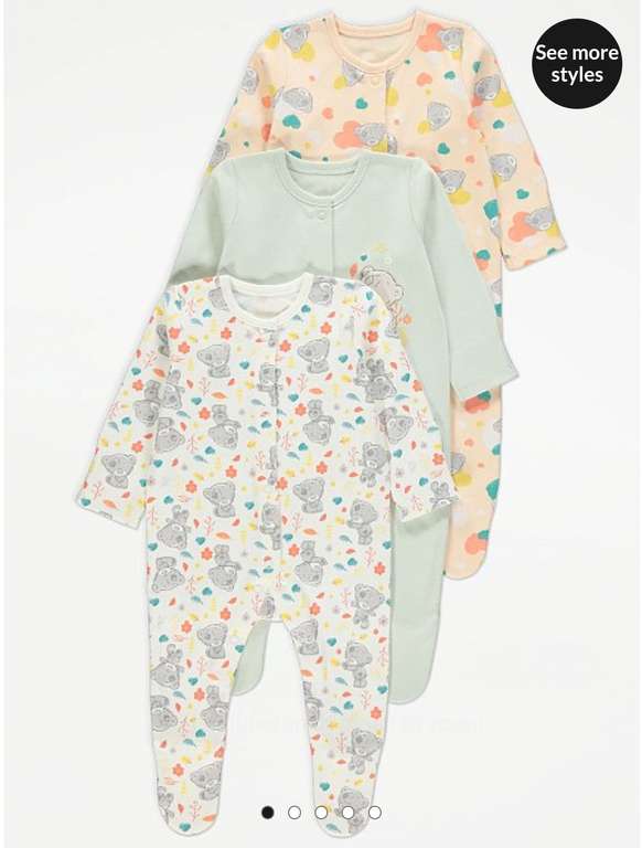Tiny Tatty Teddy Character Print Sleepsuits 3 Pack (Up to 6lb / First Size) for £6 + free collection @ George (Asda)