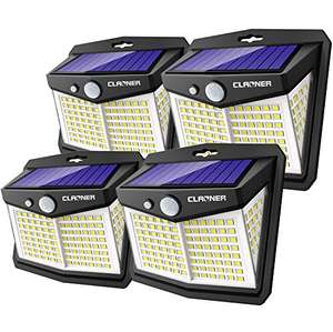Claoner (128 LED/3 Modes) 4 pack Solar Lights, Motion Sensor - £19.99 with voucher - Sold by Herphia International and Fulfilled by Amazon