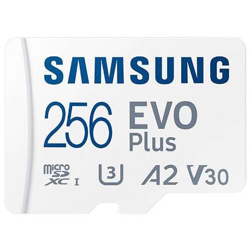 Samsung 256GB Evo Plus microSD card (SDXC) + SD Adapter - 130MB/s A2 V30