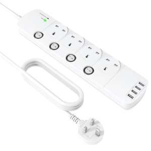 Individual Switched Surge Protected Extension Lead with USBs £11.99 with voucher Dispatches from Amazon Sold by LETMOMO