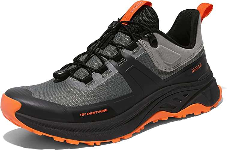 NORTIV 8 Men's Lightweight Quick Lacing Hiking Shoes (Black / Grey / Green) - £22.99 Delivered with Voucher @ dreampairsEU / Amazon