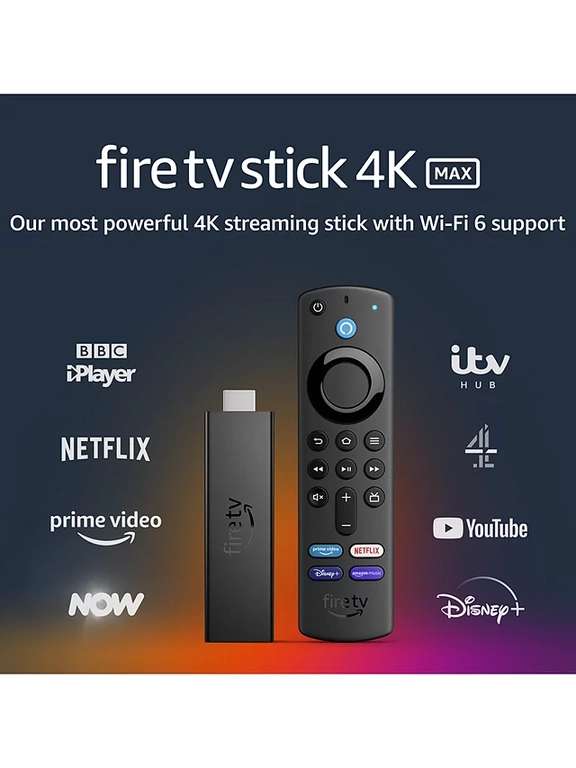 Amazon Fire TV Stick 4K Max (2021), Ultra HD Streaming Device with Alexa Voice Remote - Free C&C