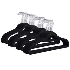 Pack of 40 Black Luxury Non Slip Flocked Velvet Hangers