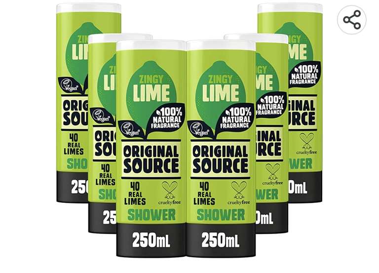 Original Source Shower Gel, 6 x250 ml (Coconut/Lavender/Lemon/Mint/Real Limes/Rhubarb & Raspberry) - £4.50 / £4.28 Sub & Save @ Amazon