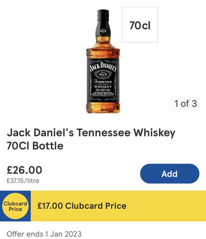 Jack Daniels Tennessee Honey 70Cl - £17 (Clubcard Price) @ Tesco