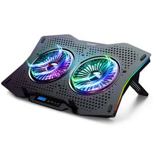 Laptop Cooler, TECKNET RGB Cooling Pad, 2 High-speed Silent Laptop Fans at 1400 RPM, 2 USB Ports - (with code)