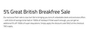 5% off Great British Breakfree Sale, e.g. 4 nights at Parkdean Resorts Whitley Bay £69 @ Breakfreeholidays