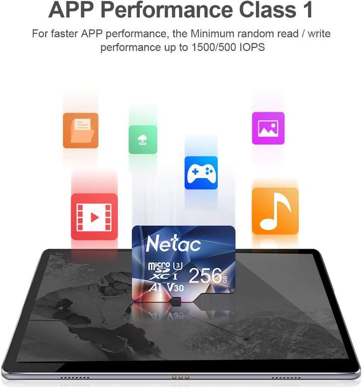 Netac 256GB MicroSDHC Memory Card, Micro SD Card, 4K Full HD Video Recording, UHS-I, C10, U3, A1, V30 - By Netac Official Store FBA
