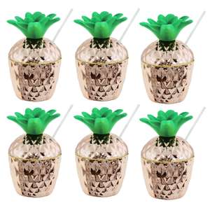 Set of 6 Plastic Rose Gold Pineapple Cups With Straws £12 delivered @ Weeklydeals4less