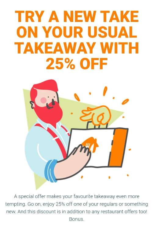 25% off Just Eat via email - Account specific