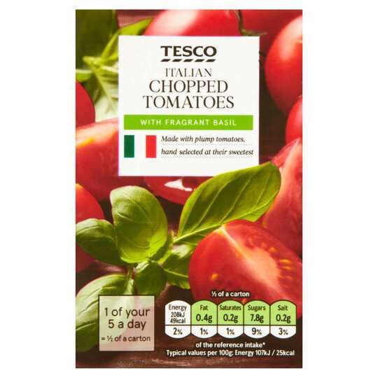 Tesco Chopped Tomatoes With Basil 390G - 15p @ Tesco