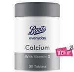 Boots Calcium + Vitamin D - 30 Tablets (£1.50 C&C)