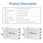 Rekavin 2pk 4 Port USB Wall Phone Charger 25W/5A with Prime Sold By GEEKSEEN LIMITEd FBA