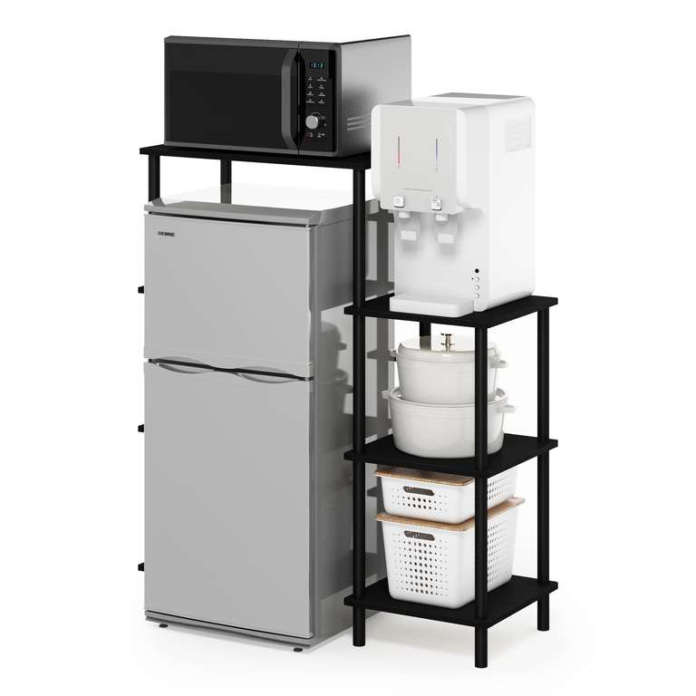 Furinno Turn-N-Tube Toolless Kitchen Storage Shelf Tall, Americano/Black