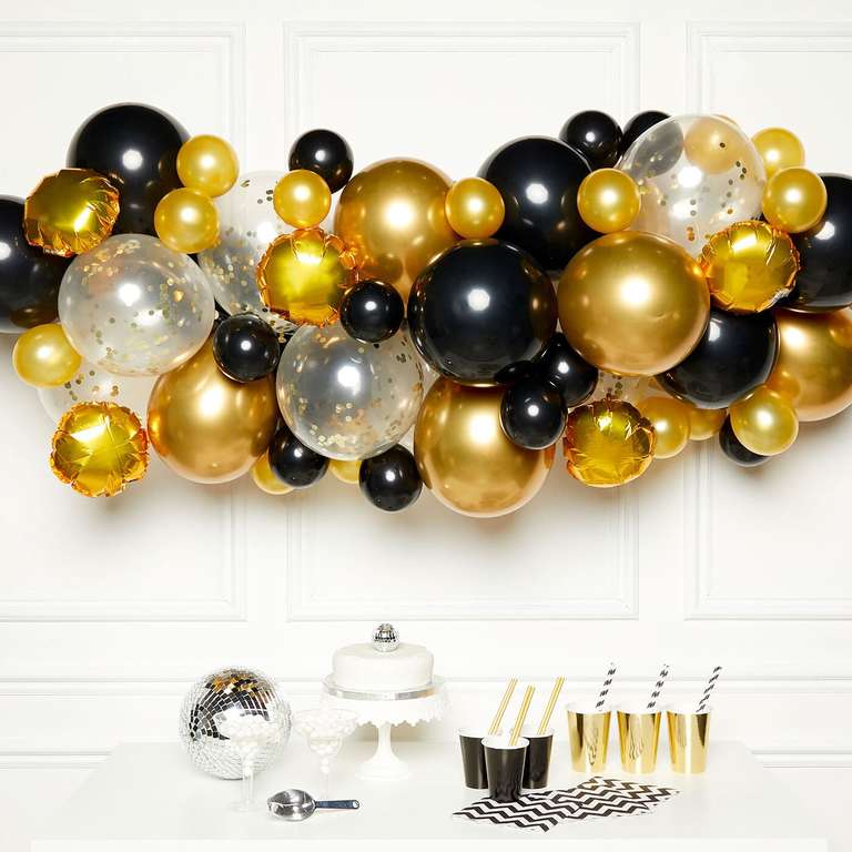 DIY Balloon Garland Kit - Black & Gold - £6 + £2.99 delivery @ Card Factory