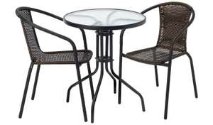 Argos Home 2 Seater Rattan Effect Garden Bistro Set - Brown or Grey £60 with click and collect, using code @ Argos
