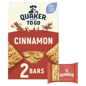 Quaker Porridge To Go Cinnamon Breakfast Bars, 2 x 55g 80p / 72p S&S @ Amazon