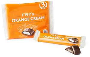 3 x Fry's Orange Cream Chocolate Bar, Smooth Fondant Centre, Covered in Dark Chocolate, Dessert, Vegetarian 147g (£1.19 S&S)