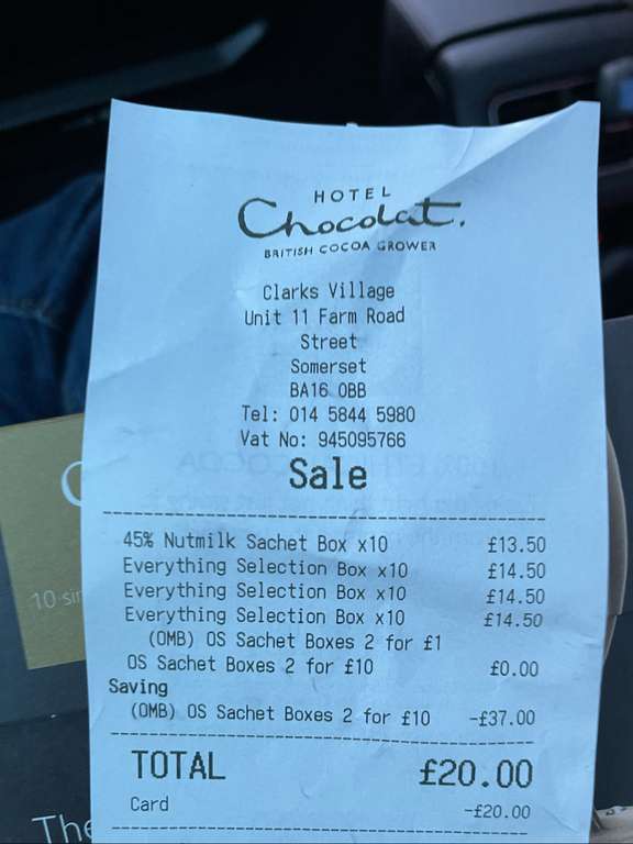 Hotel Chocolat The everything selection drinking chocolate 2 boxes for £10 - short dated 12/22 instore @ Hotel Chocolat (Clarks Village)