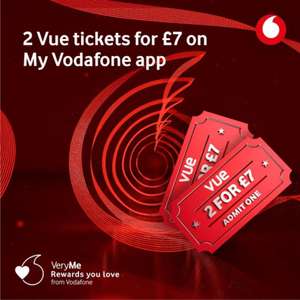 Two cinema tickets for £7 from Vue with Vodafone Very Me Rewards App