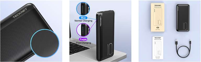 TECKNET Power Bank, 10000mAh 22.5W PD3.0 QC4.0 Portable Charger - with code