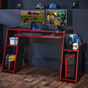 Lloyd Pascal Hale Gaming Desk - Black And Red with free delivery code