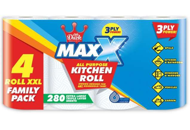 4 pack maxx xl kitchen towels 280 extra large sheets per roll, triple layer x 5 packs
