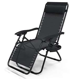 VOUNOT Zero Gravity Chair, Folding Sun Lounger, Recliner + Cup and Phone Holder - £34.99 @ Amazon