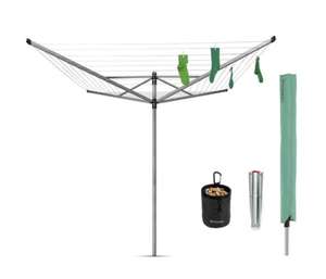 Brabantia Lift-O-Matic 50m Rotary Airer with Ground Spike + Cover + Peg Bag (Free C&C)