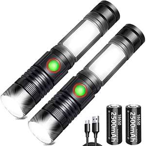2 x REHKITTZ Torch Led Torches USB Rechargeable (Including 2500mAh Battery) Mini Magnet Torches - £15.29 / £9.71 for 1 @ Amazon, sold by 4US