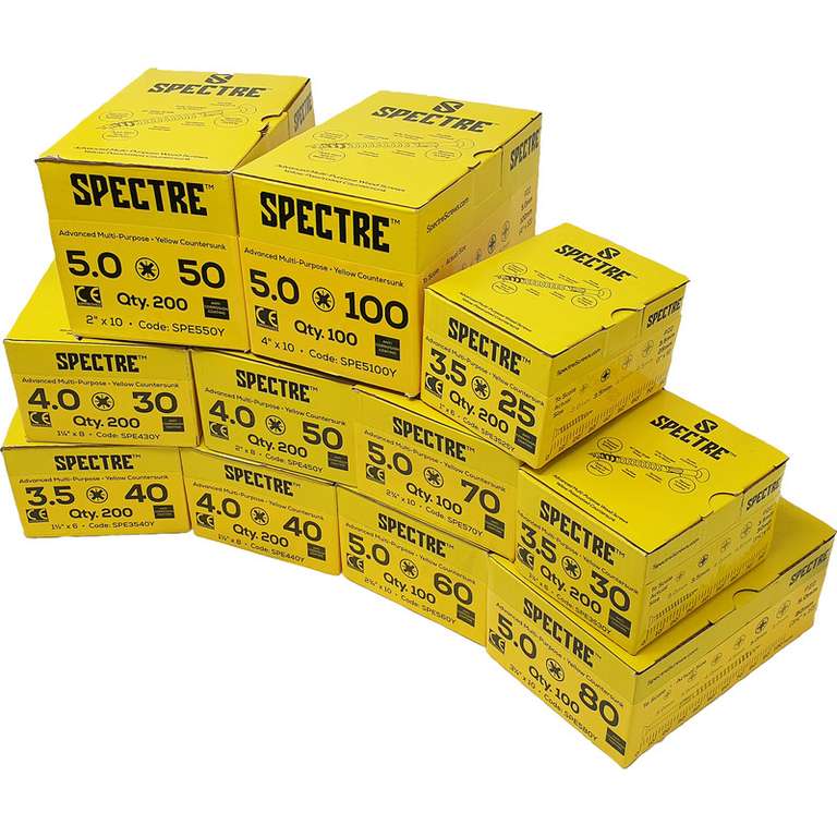 Spectre Screws Trade Pack 1800 Pieces £32.99 + Free Click & Collect @ Toolstation