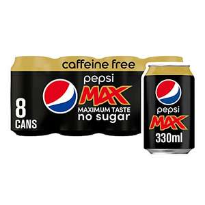 Pepsi Max No Caffeine & No Sugar Soft Drinks, 8 x 330ml £3 each (minimum order of 3 = £9 / £8.10 or less using S&S) @ Amazon