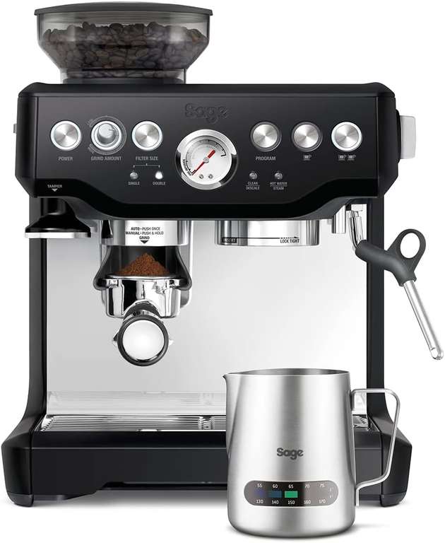 Sage the Barista Express Espresso Machine, Bean to Cup Coffee Machine with Milk Frother, BES875BTR - Black Truffle
