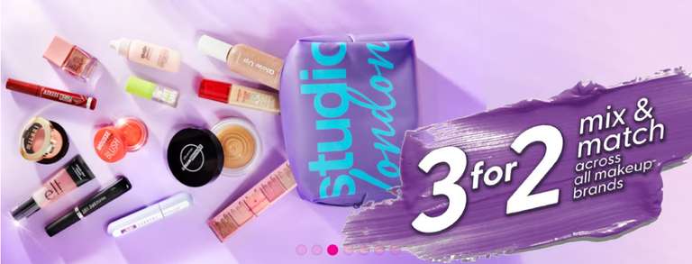 3 for 2 Across Cosmetics, prices start from £1.25 + Free Click & Collect