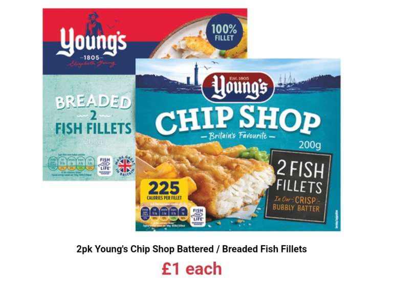 2pk Young's Chip Shop Battered / Breaded Fish Fillets