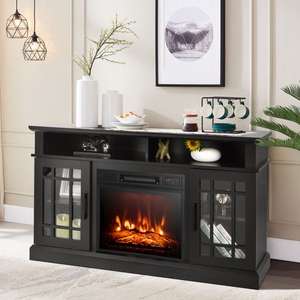 1400W Electric Fireplace TV Stand with Mantel for TVs up to 55 Inches in Black or Brown