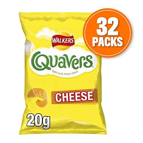 Walkers Crisps Quavers Cheese Snacks, 20 g (Pack of 32)