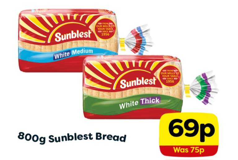 Sunblest White Bread Medium/Thick 800g